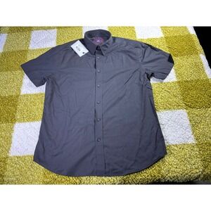 UNTUCKit Coufran Mens Short Sleeve Button Down Shirt Black Slim Fit Medium NEW